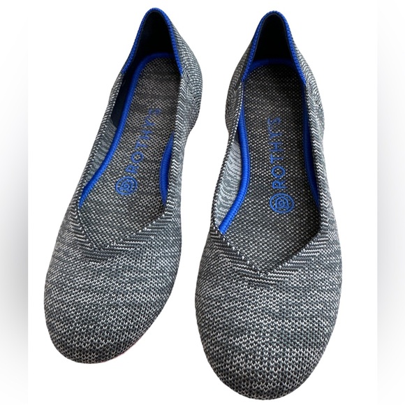 Rothy's Birdseye Flats Charcoal with Pink Sole Round Toe Slip On Shoes sz 7 - Picture 5 of 12